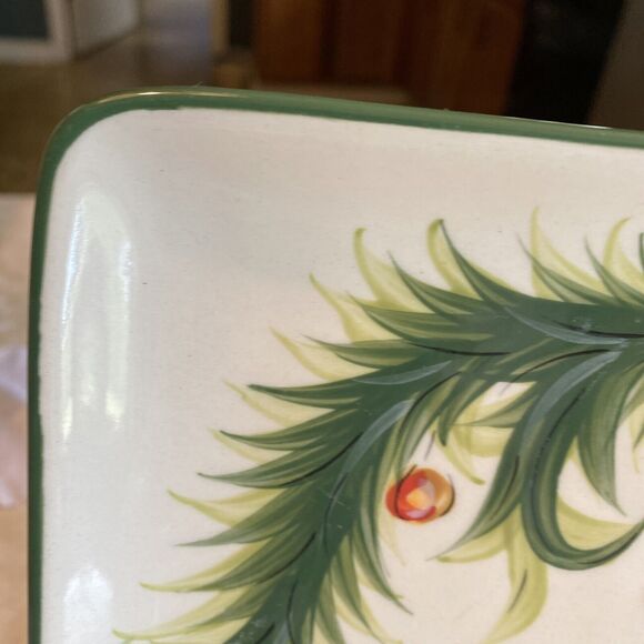 GAIL PITTMAN CHRISTMAS TRIMMINGS SQUARE SALAD PLATE - Two Turtle Doves!! - Picture 3 of 9